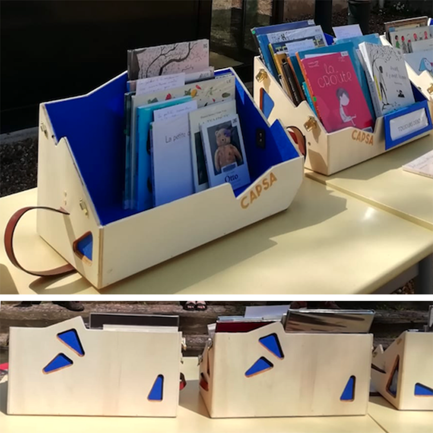 Capsa. Bibliothèque itinérante par Menu Détail pour Médiathèque de Mondoubleau en partenariat avec L'échalier.